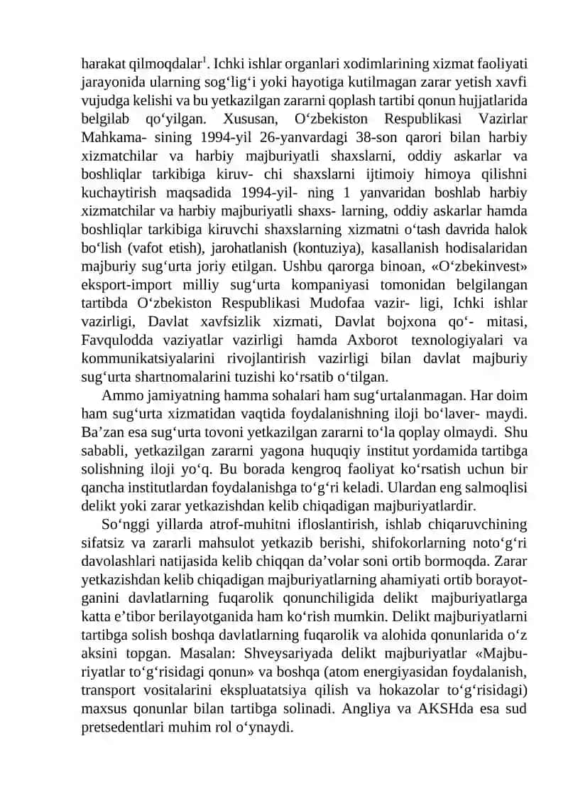 Zarar yetkazishdan kelib chiqadigan majburiyatlar 4
