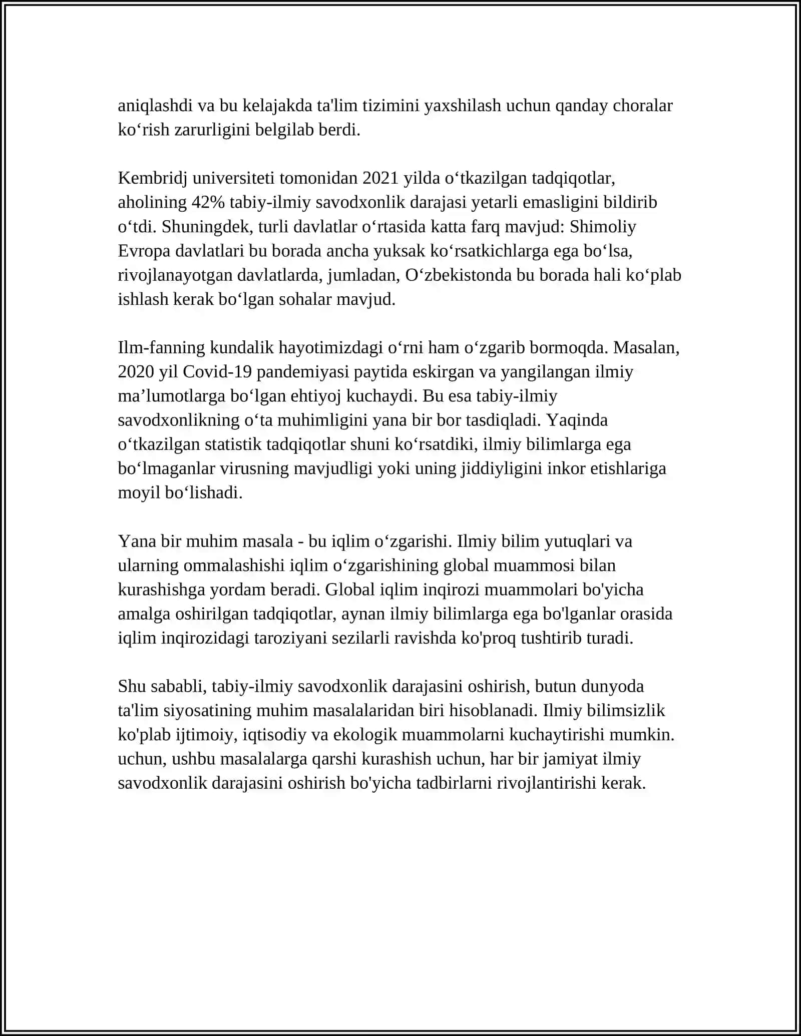 OʻQUVCHILARDA TADQIQOTCHILIKNI SHAKLLANTIRISHDA TABIIY-ILMIY SAVODXONLIKNI ROLI 4