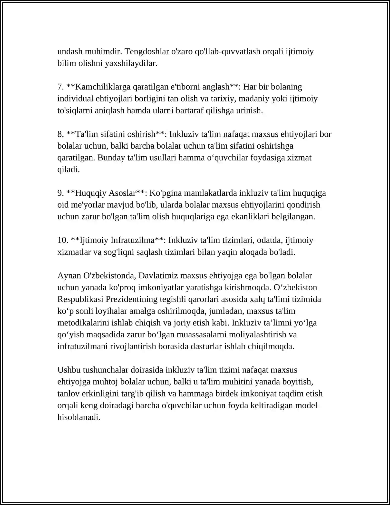 IMKONIYATI CHEKLANGAN BOLALARNI INKLYUZIV TA'LIM VA TARBIYALASH KONSEPSIYASI 4