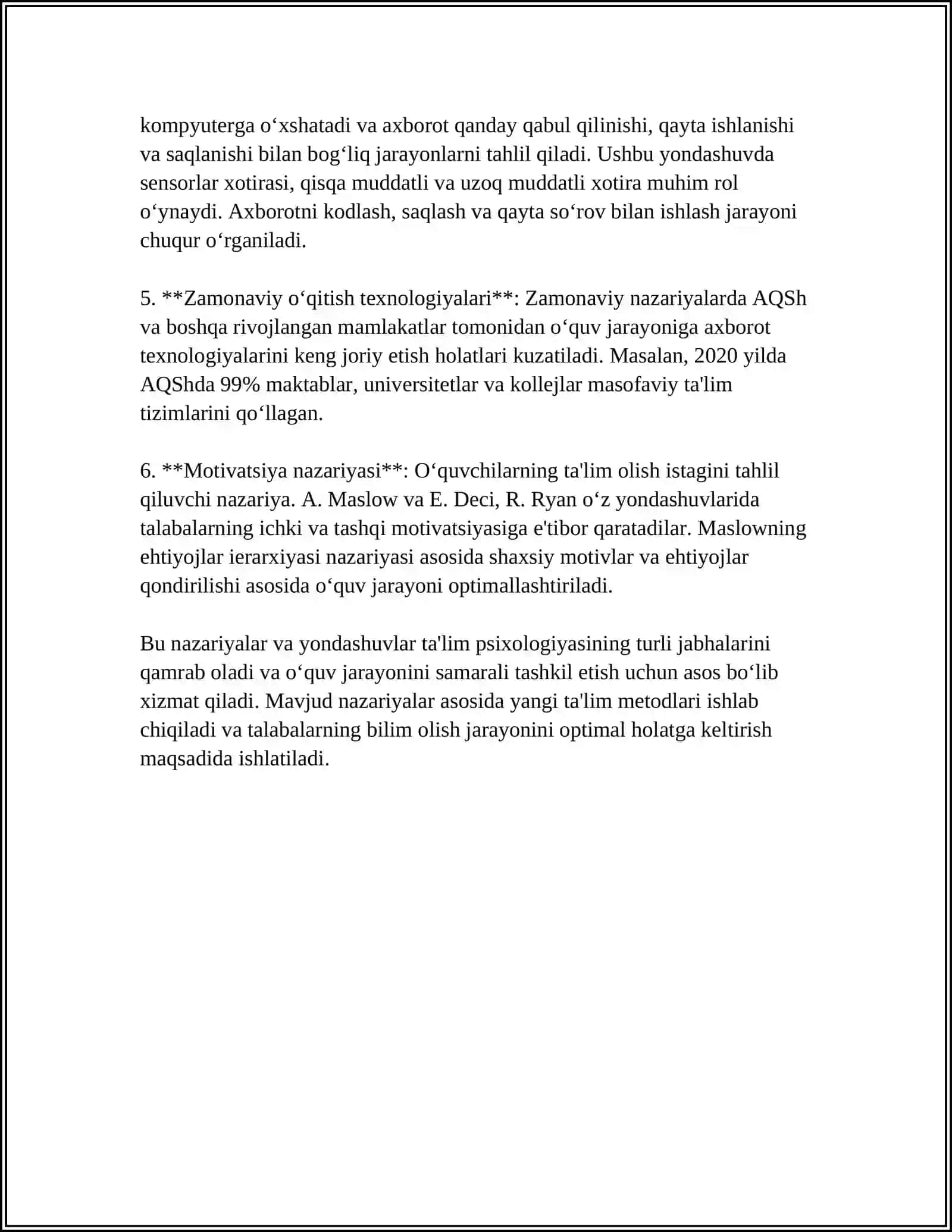 Ta'lim psixologiyasi nazariyalari 4