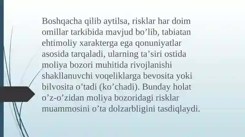 Moliya bozoridagi risklar. 4