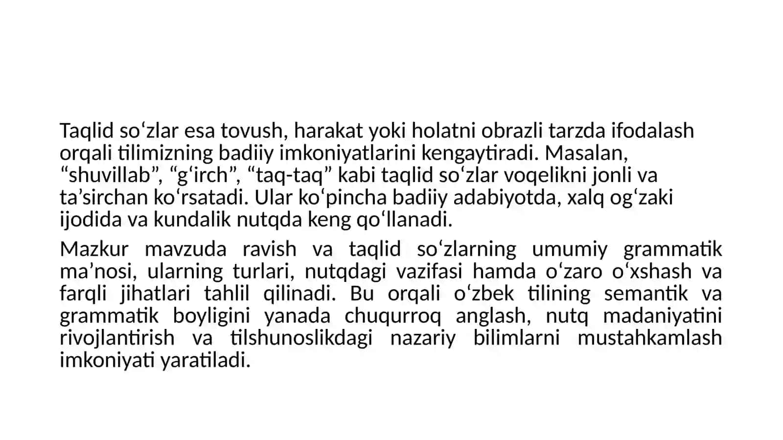 Òzbek tilida ravish va taqlidning umumiy grammatik ma’nosi 4