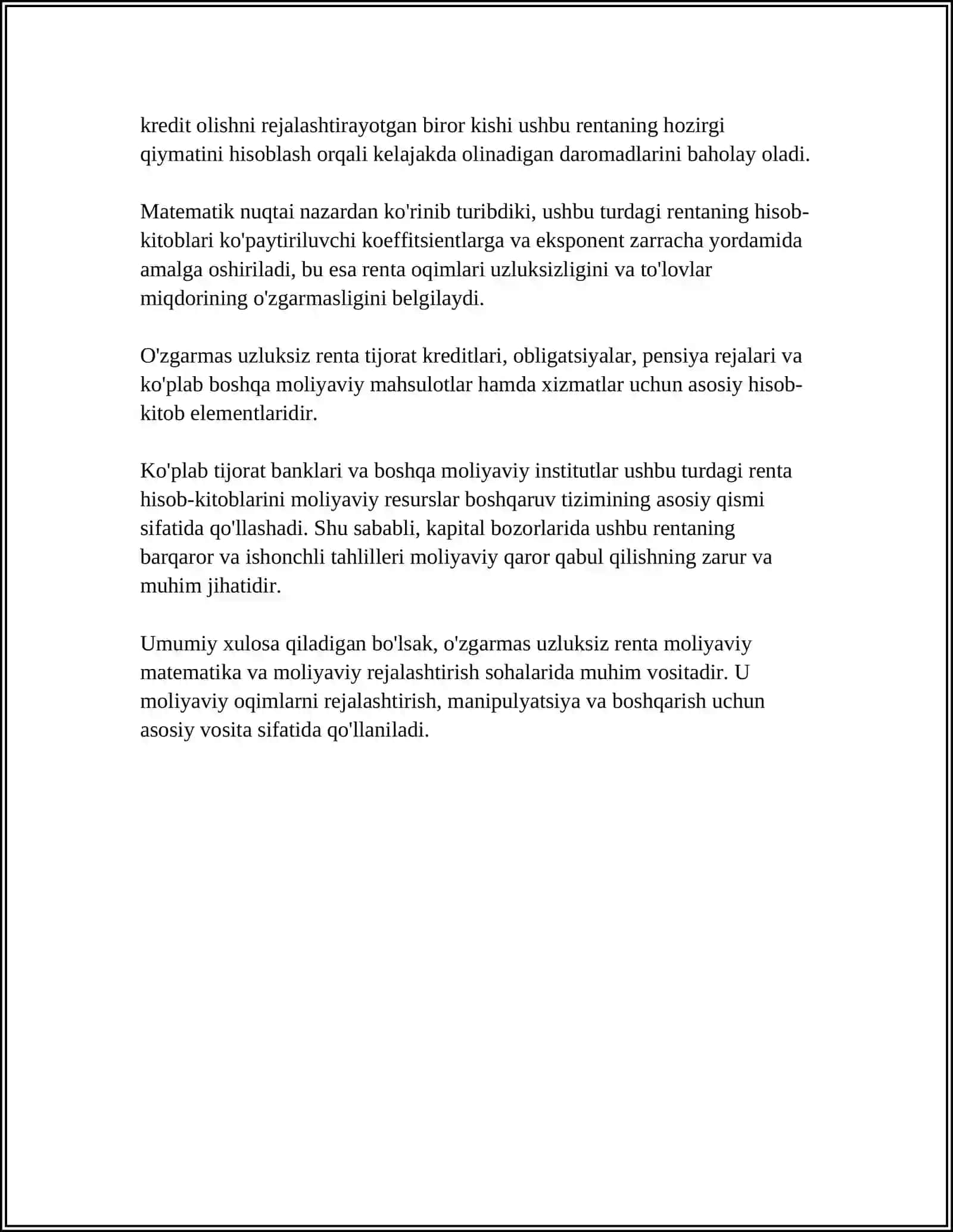 O'zgarmas uzluksiz rentalar 4