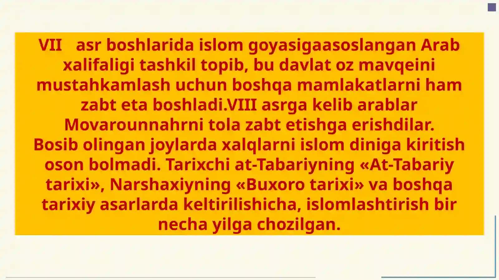 VII asrdan IX asrning birinchi yarmigacha oʻrta osiyoda tarbiya, maktab va pedagogik fikrlar 4
