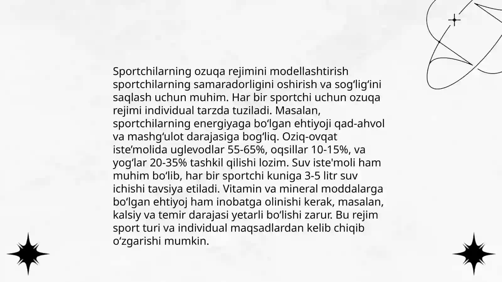 Sport mashg'ulotlarini modellashtirish 4