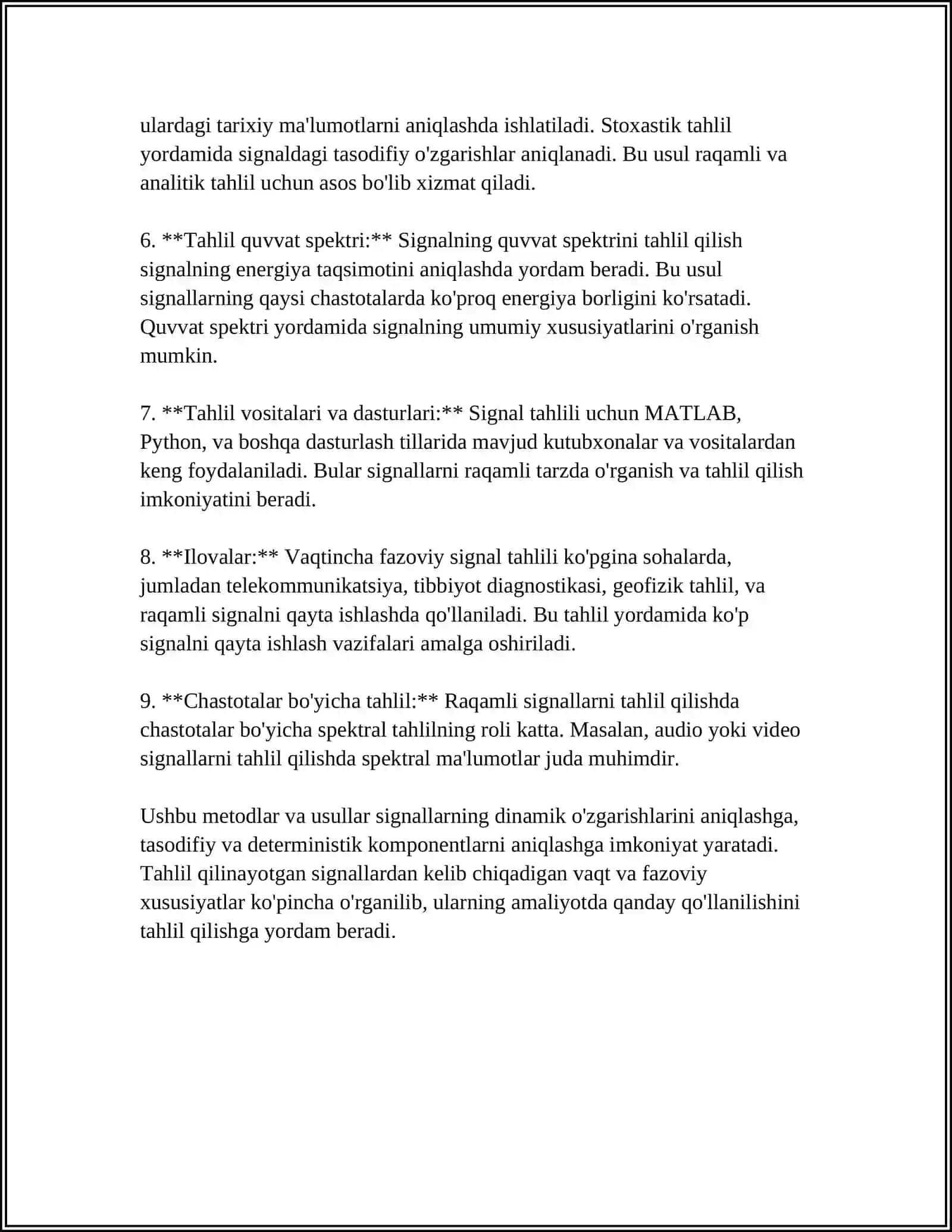 MUSTAQIL ISH Mavzu: VAQTINCHALIK FAZOVIY SIGNALNI ISHLASH 4