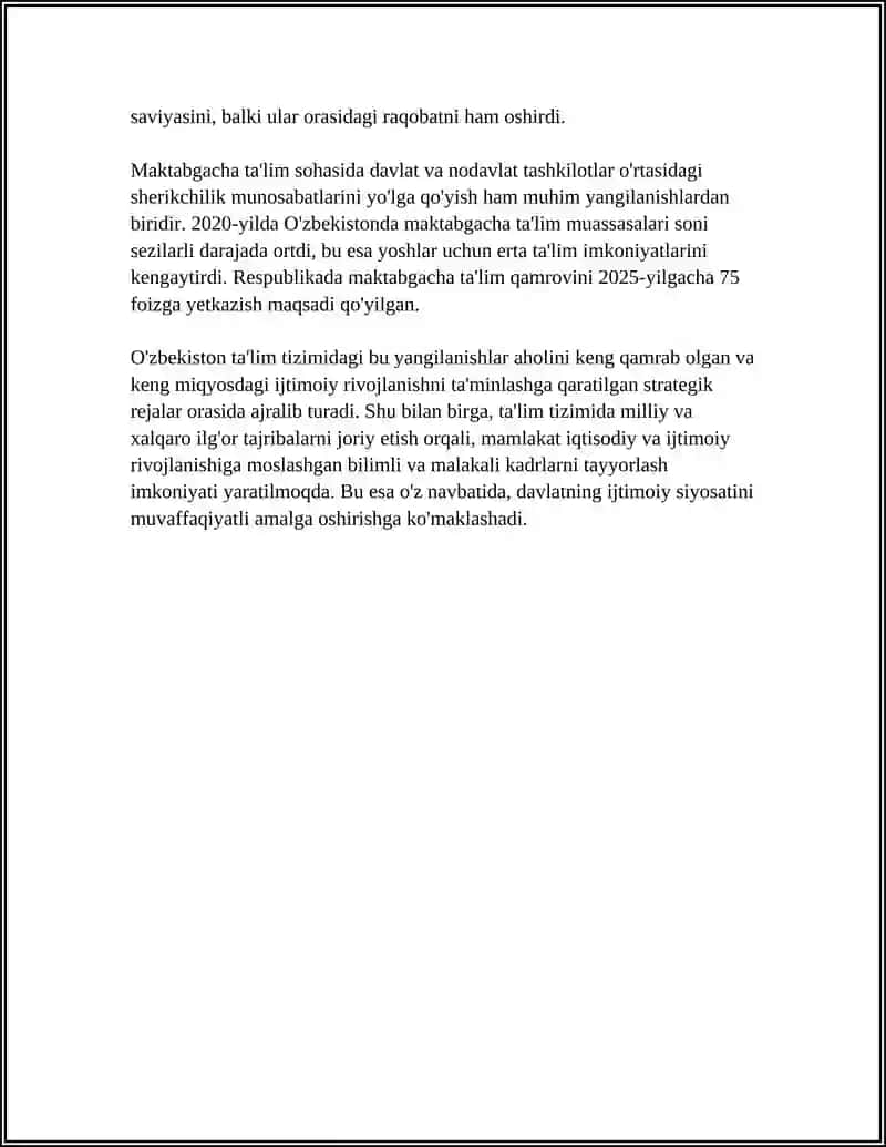 OʻZBEKISTONDA IJTIMOIY SOHADA AMALGA OSHIRILAYOTGAN OʻZGARISHLARNING MAZMUN VA MOHIYATI 4