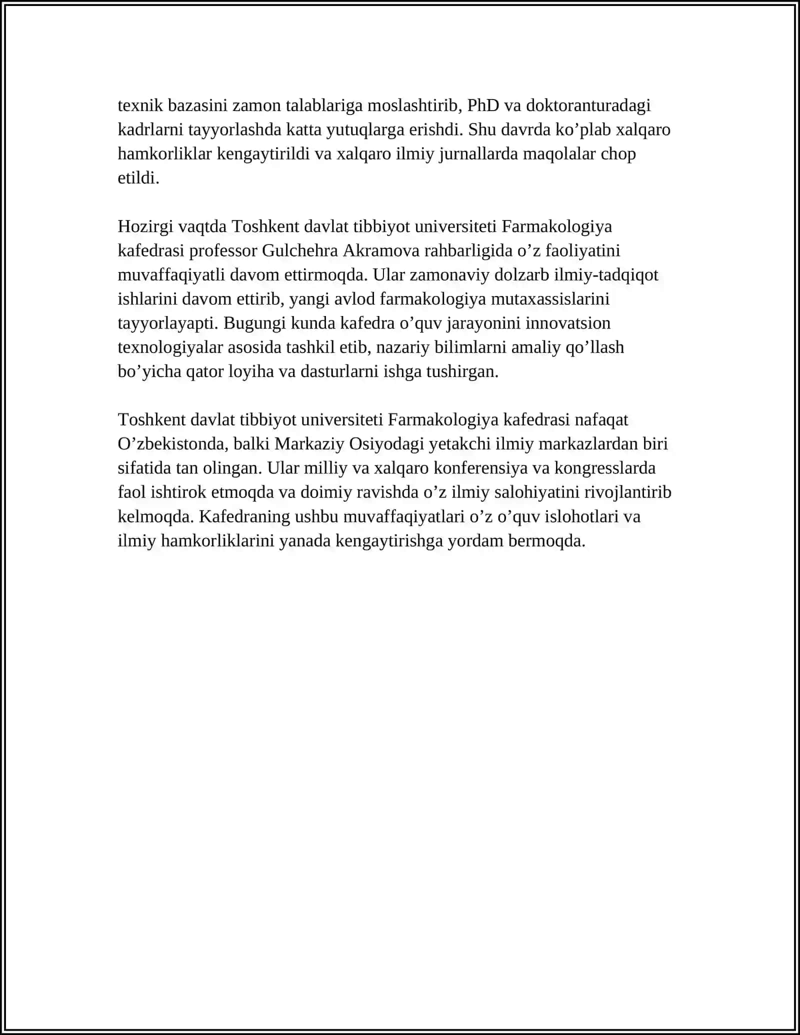 Toshkent Davlat Tibbiyot Universiteti Farmakologiya Kafedrasi 4