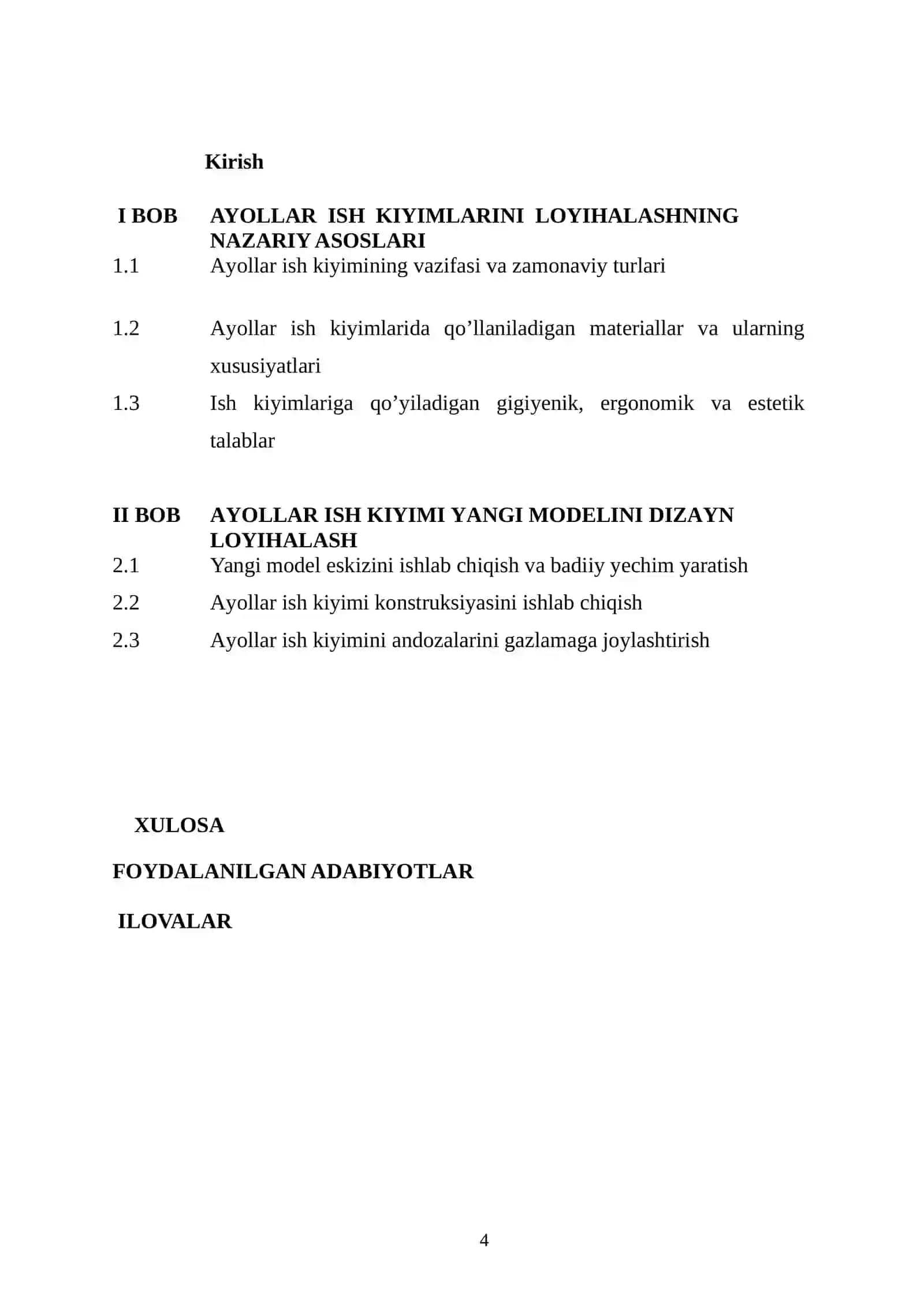 Ayollar ish kiyimi yangi modeli dizayn loyihasini ishlab chiqish mavzusida tayyor kurs ishi 4