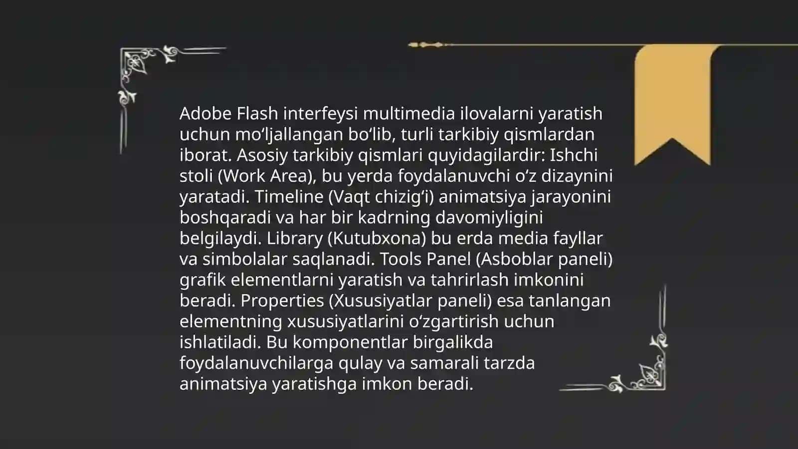 Adobe flesh animatsion dasturida ishlash 4