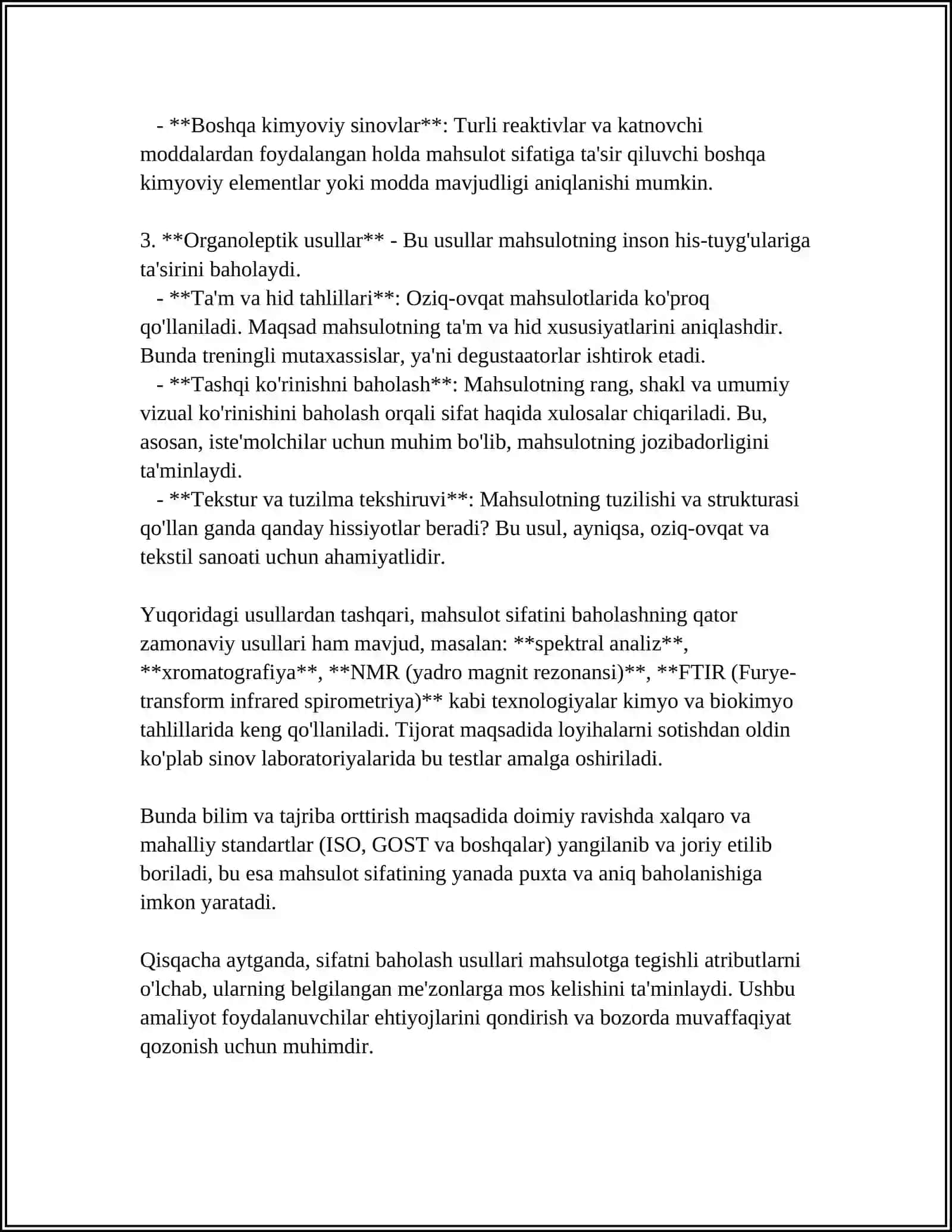QANDOLOT MAHSULOTLARINI SIFAT KOʻRSATKICHLARI ANIQLASH 4