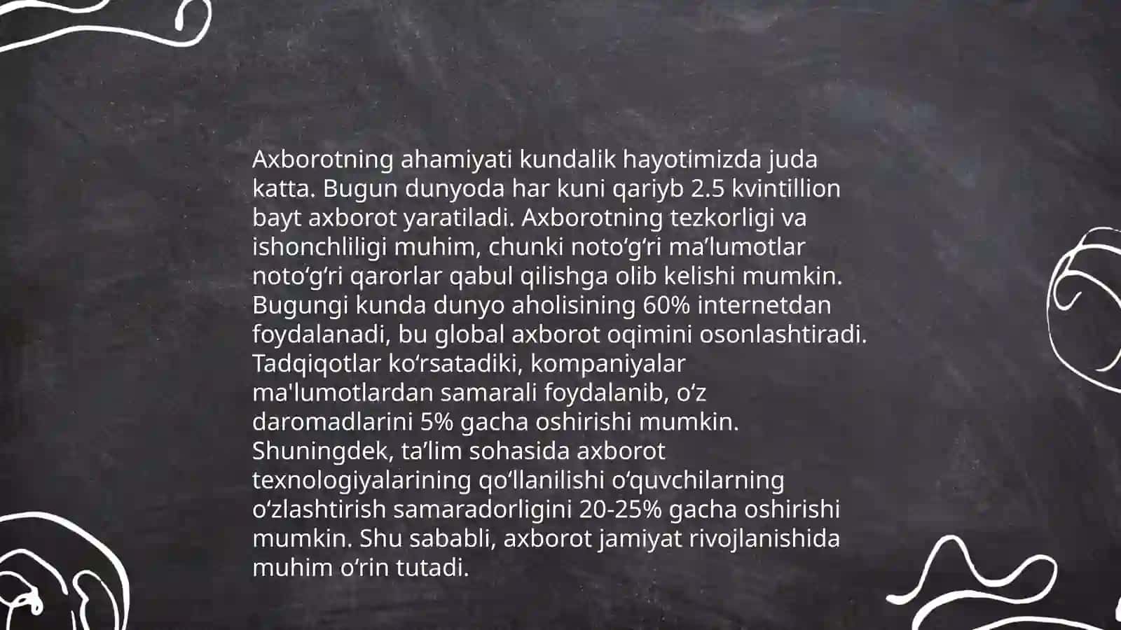 Axborot, uning turlari, xususiyatlari va o'lchov birliklari 4