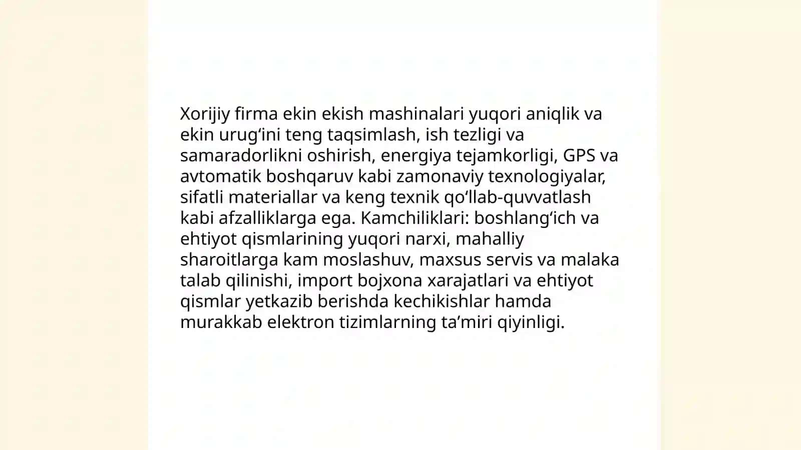 Xorijiy firma qishloq xo'jaligi texnikalarining afzalligi va kamchilligi 4