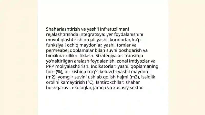 Yashil rivojlanishni rejalashtirishda yashil gʻoyalarni integratsiyasi 4