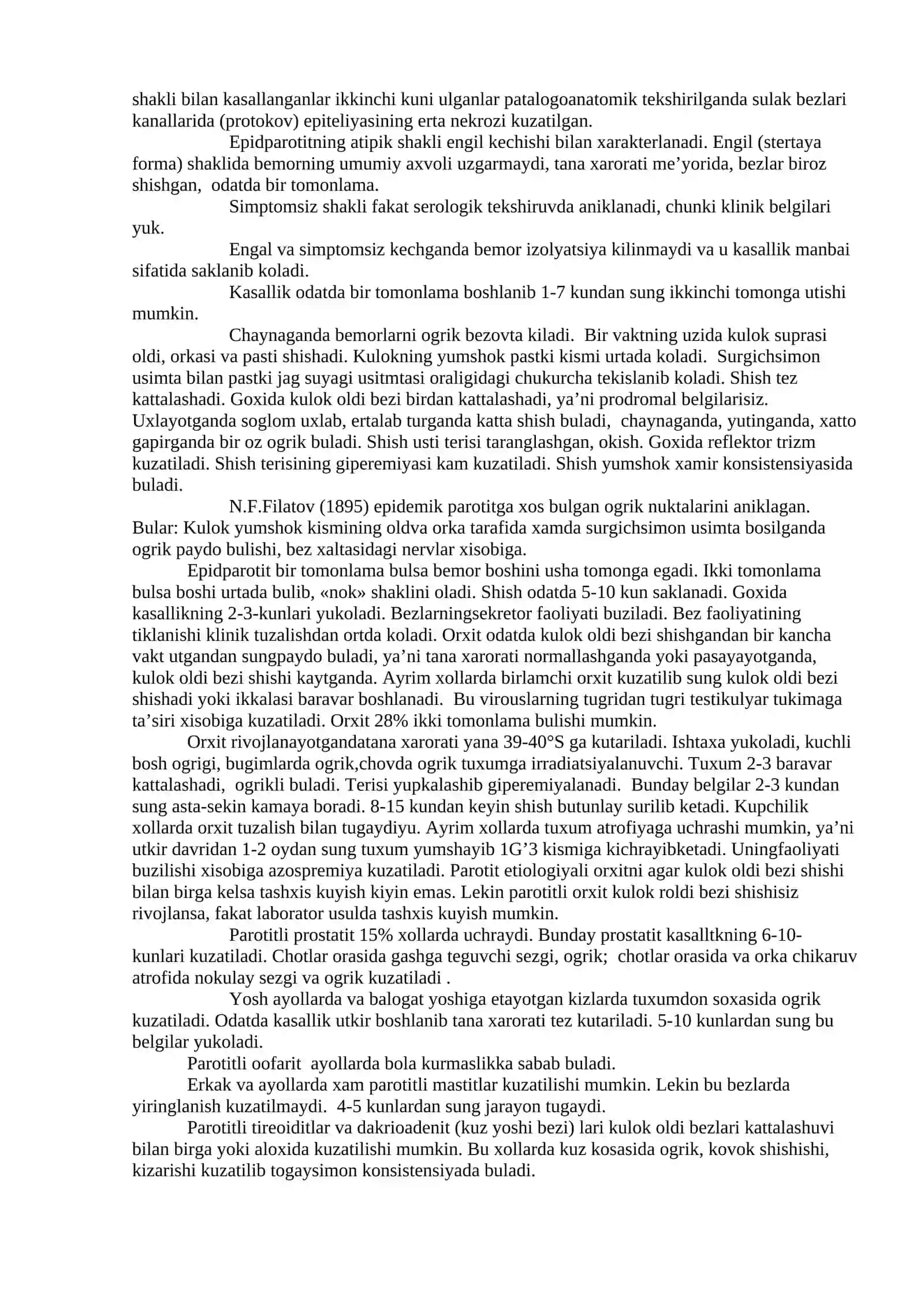 VIRUS ETIOLOGIYALI KASALLIKLARNING (EPIDEMIK PAROTIT, OIV-INFEKSIYASI) ERTA VA QIYOSIY TASHXISOTI 4