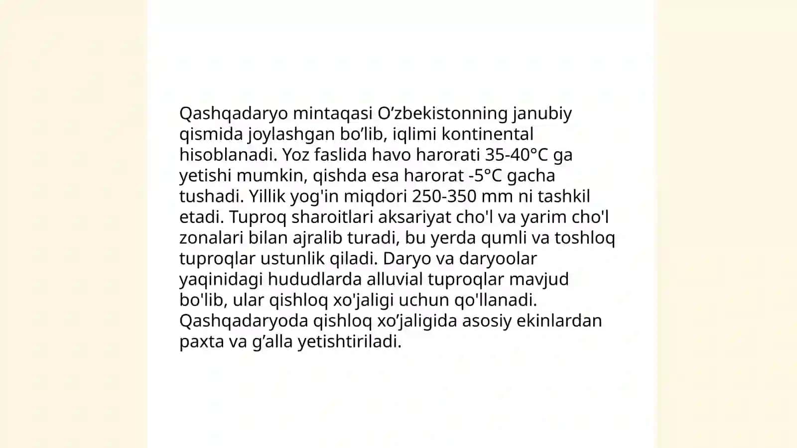 Geografiya yoʻnalishi 3-kurs 022-34-guruh talabasi Nurqobilova Yulduz 4