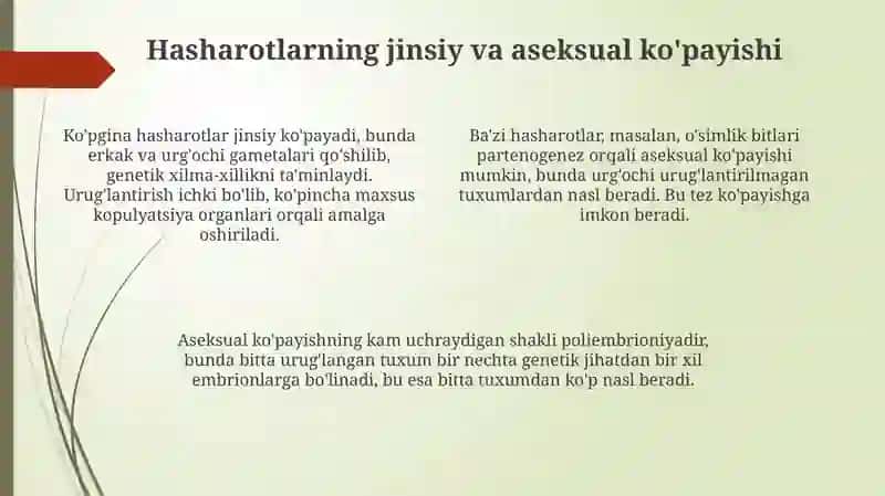 Hasharotlarning ko'payishi va rivojlanishi 4