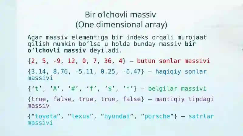Massivlar(Arrays) 4