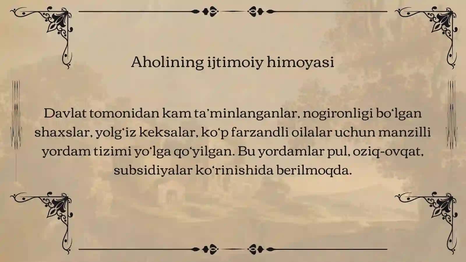 O‘zbekistonda ijtimoiy sohada amalga oshirilayotgan islohotlar mazmun va mohiyati 4