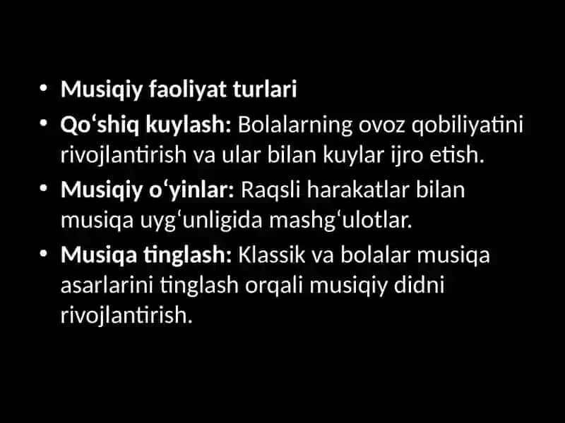Maktabgacha yoshdagi bolalarning musiqiy faoliyati mazmuni 4