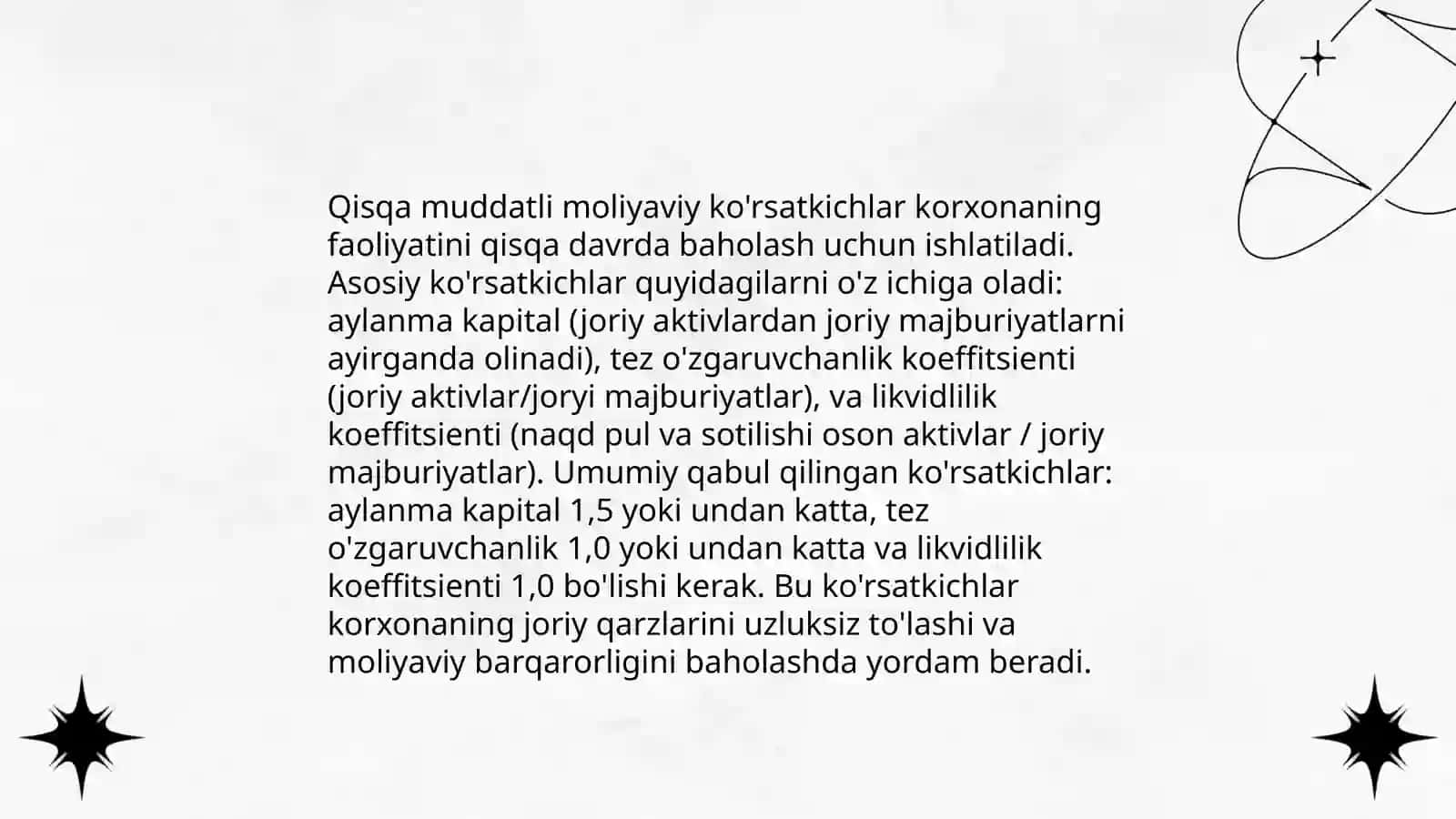 Buxgalteriya balansi ko'rsatkichlari va moliyaviy holat tahlili 4