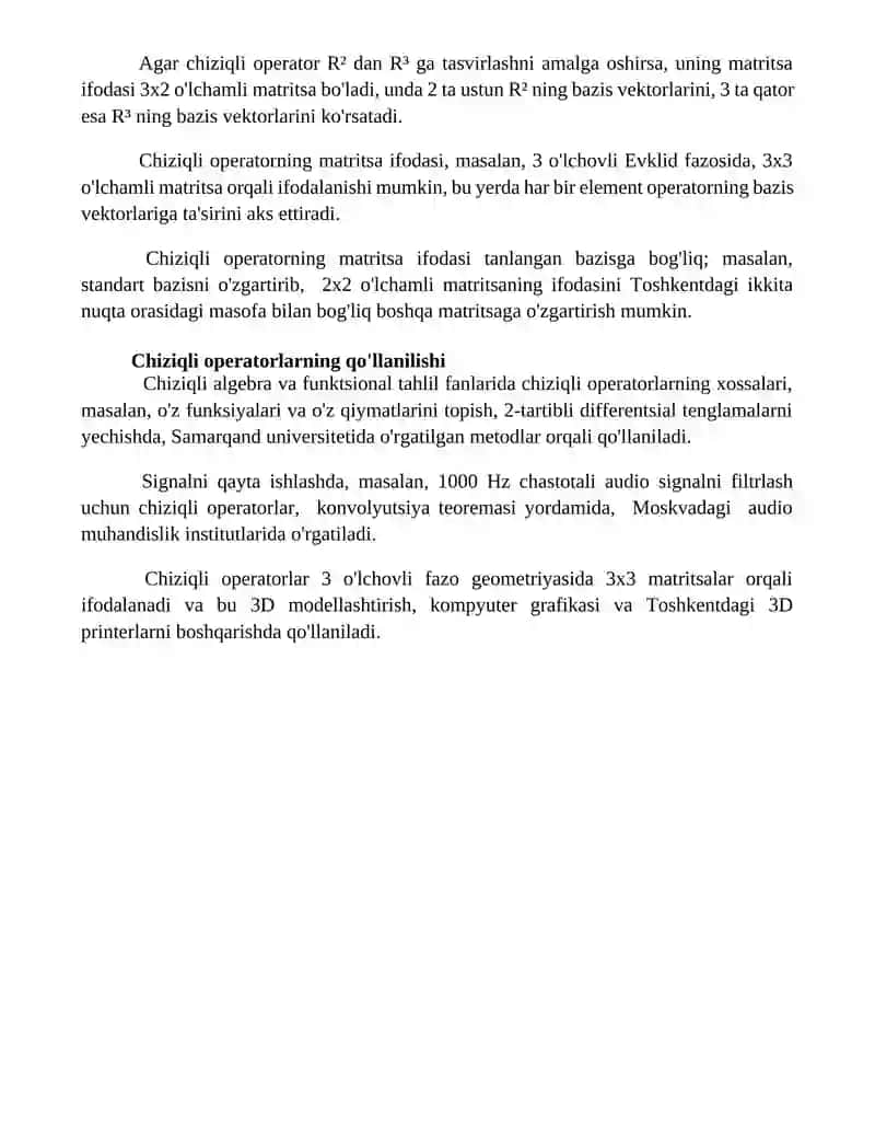 Chiziqli operator va ularning xossalari 4