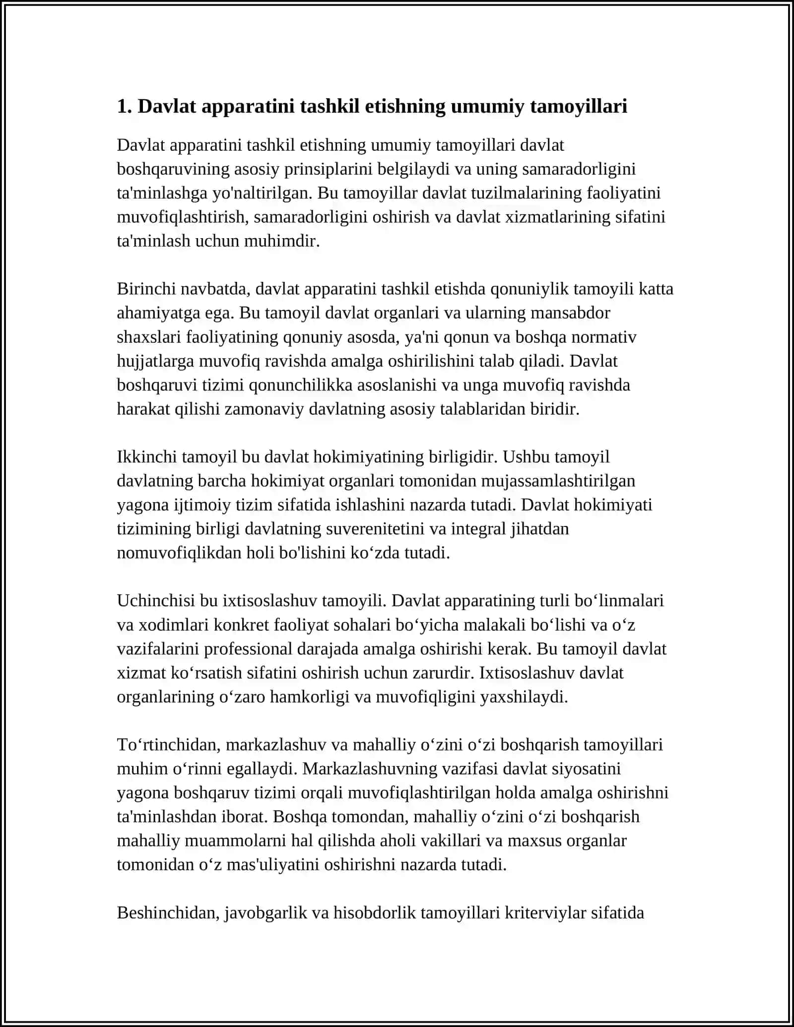 DAVLAT APPARATINI TASHKIL ETISH VA FOALOYATINI AMALGA OSHIRISH TAMOYILLARI 4