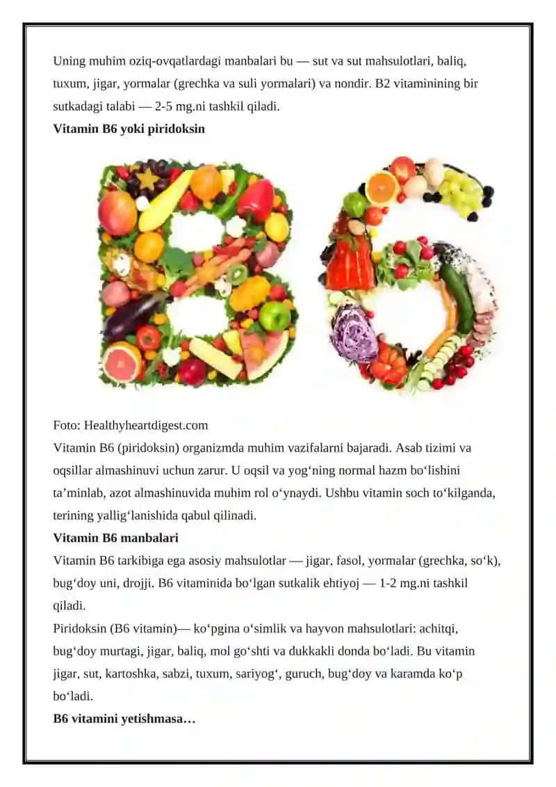 Vitaminlar haqida batafsil ma’lumot 4