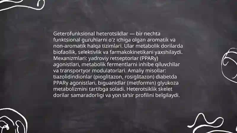 Geterofunksional birikmalar Metabolitik Dori vositalar 4