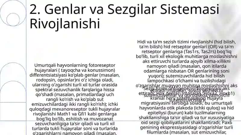 Asab tizimi va sezgi organlari onto-filogenezi 4
