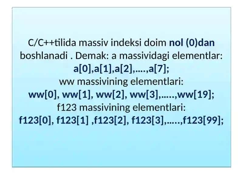С/С++tilida massivlar bilan ishlash 4