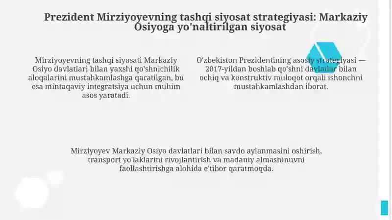 Oʻzbekistonning Markaziy Osiyoda tinchlik va barqarorlikni taʼminlashdagi roli 4