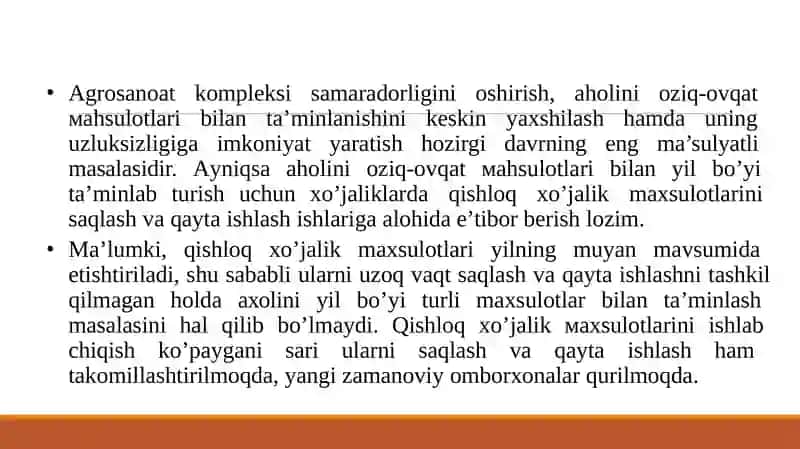 Qishloq xo'jaligi maxsulotlarini saqlash 4