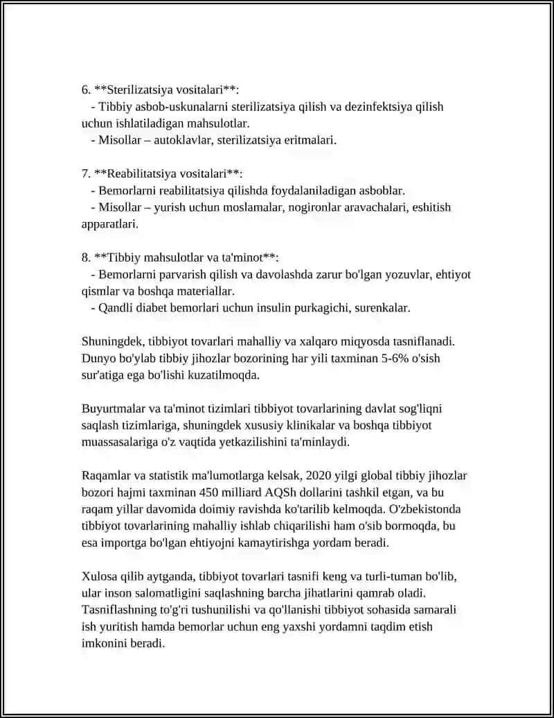 Tibbiyot Tovarlari Assortimenti 4