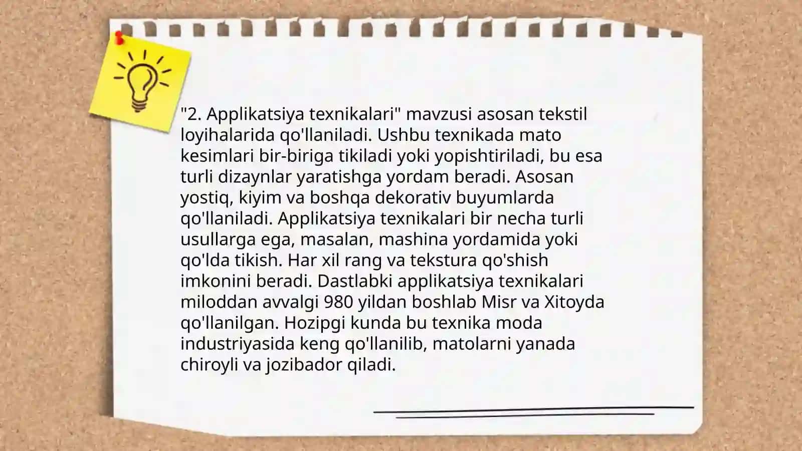 Applikatsiya-amaliy sanʼat turi sifatida.MTTda applikatsiya turlari 4