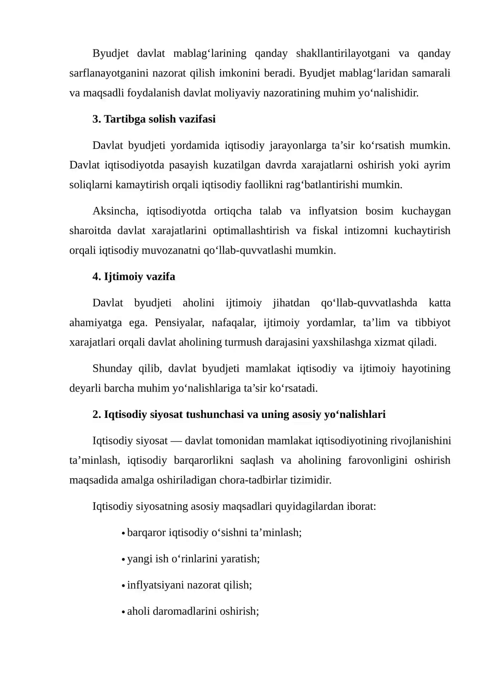 DAVLAT BYUDJETI VA IQTISODIY SIYOSATNING O‘ZARO BOG‘LIQLIGI 4