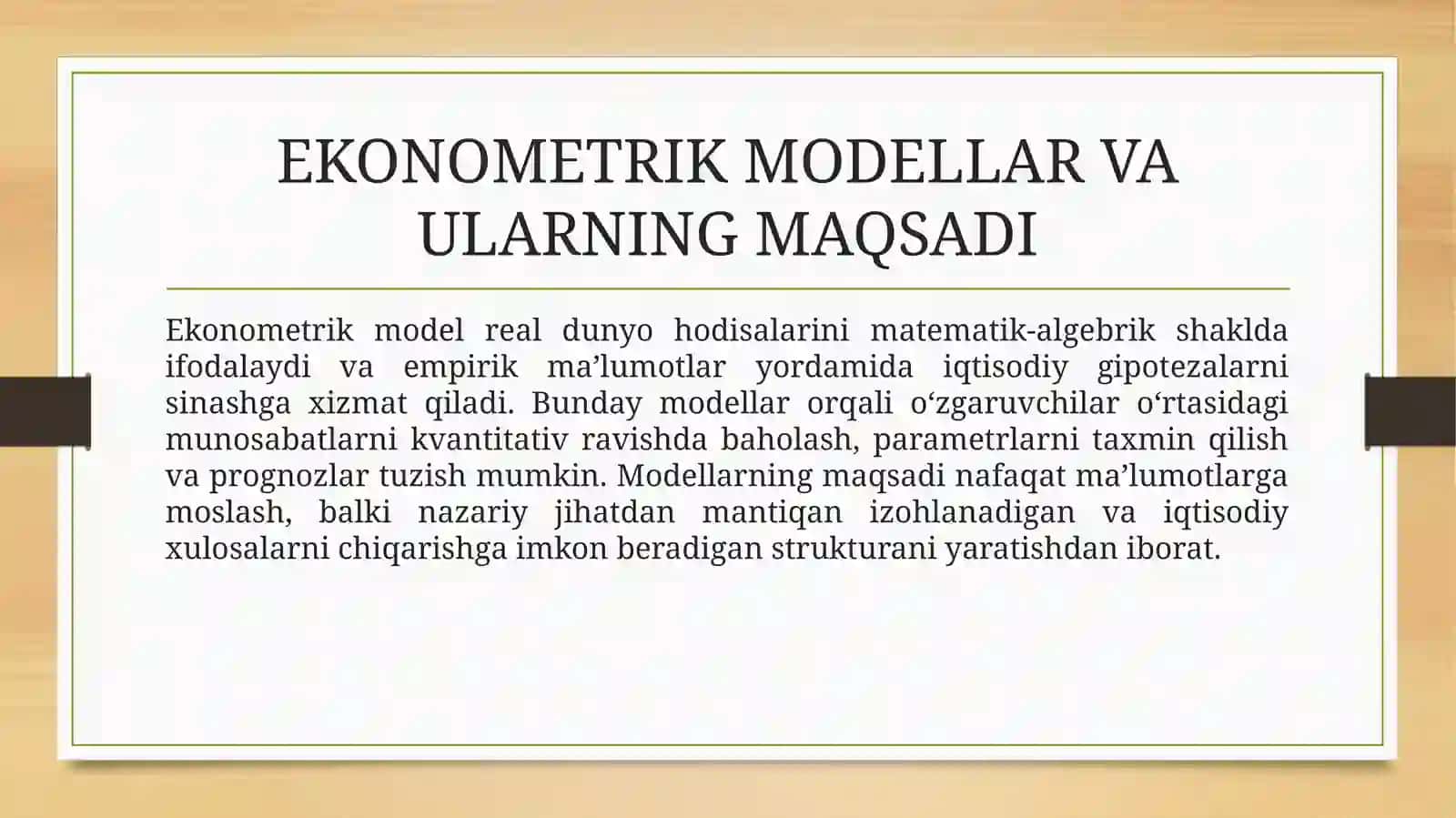 Ekonometrik modellarning sifatini umumiy baholash 4