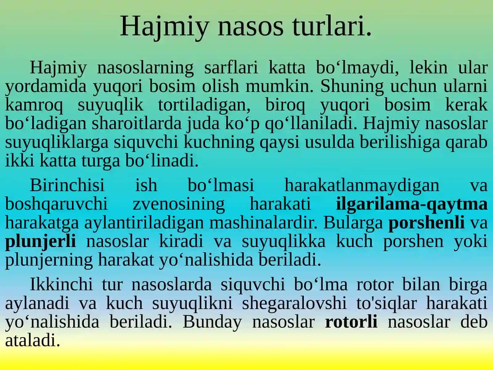 Hajmiy nasoslarning umumiy tasnifi 4