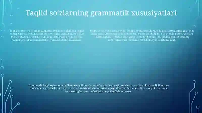 Taqlid So'Zlarning Tarifi, Lekin Va Grammatik Xususiyatlari 4