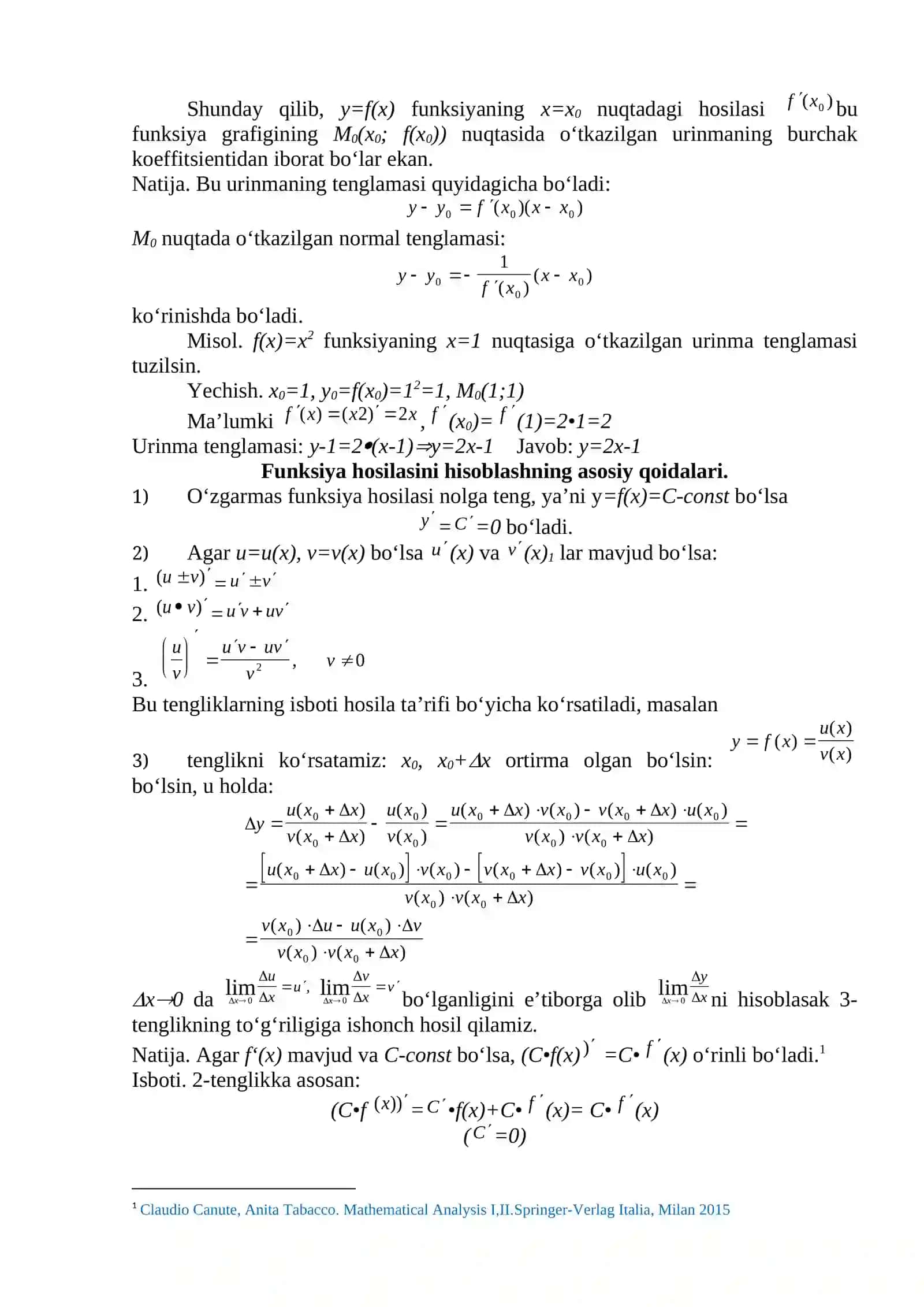 Murakkab funksiyalarning hosilasi 4