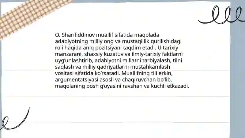 Adabiyot yashasa- millat yashar 4