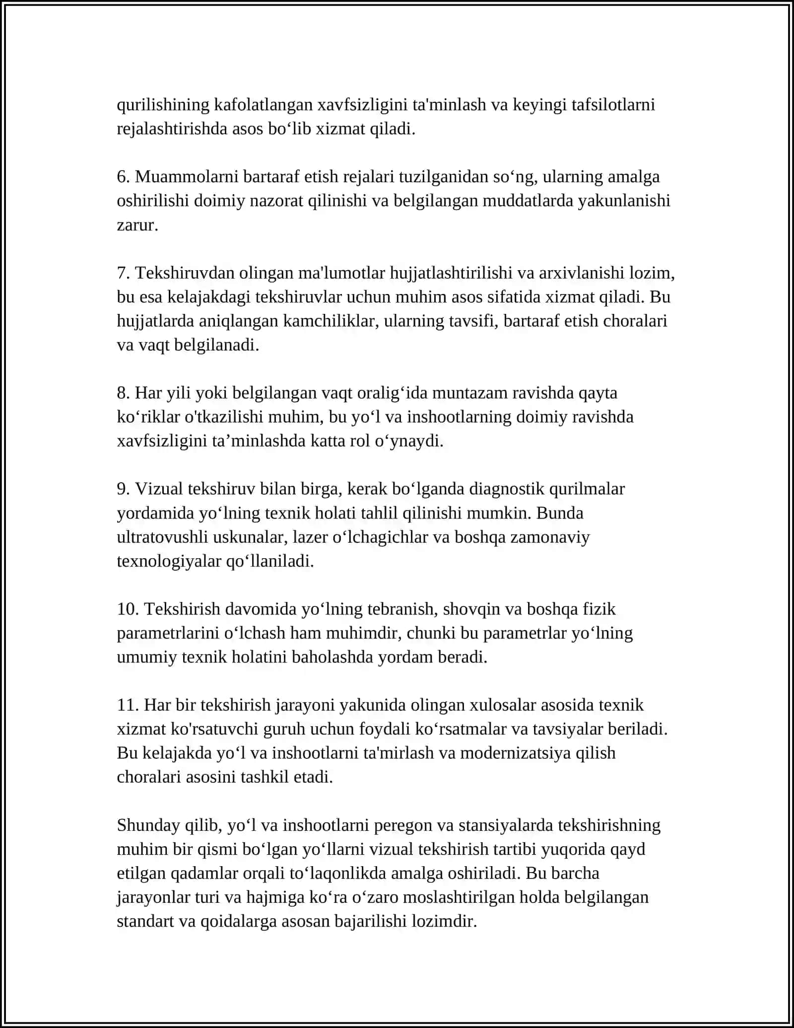 YOʻL VA INSHOOTLARNI PEREGON VA STANSIYALARDA TEKSHIRISH 4