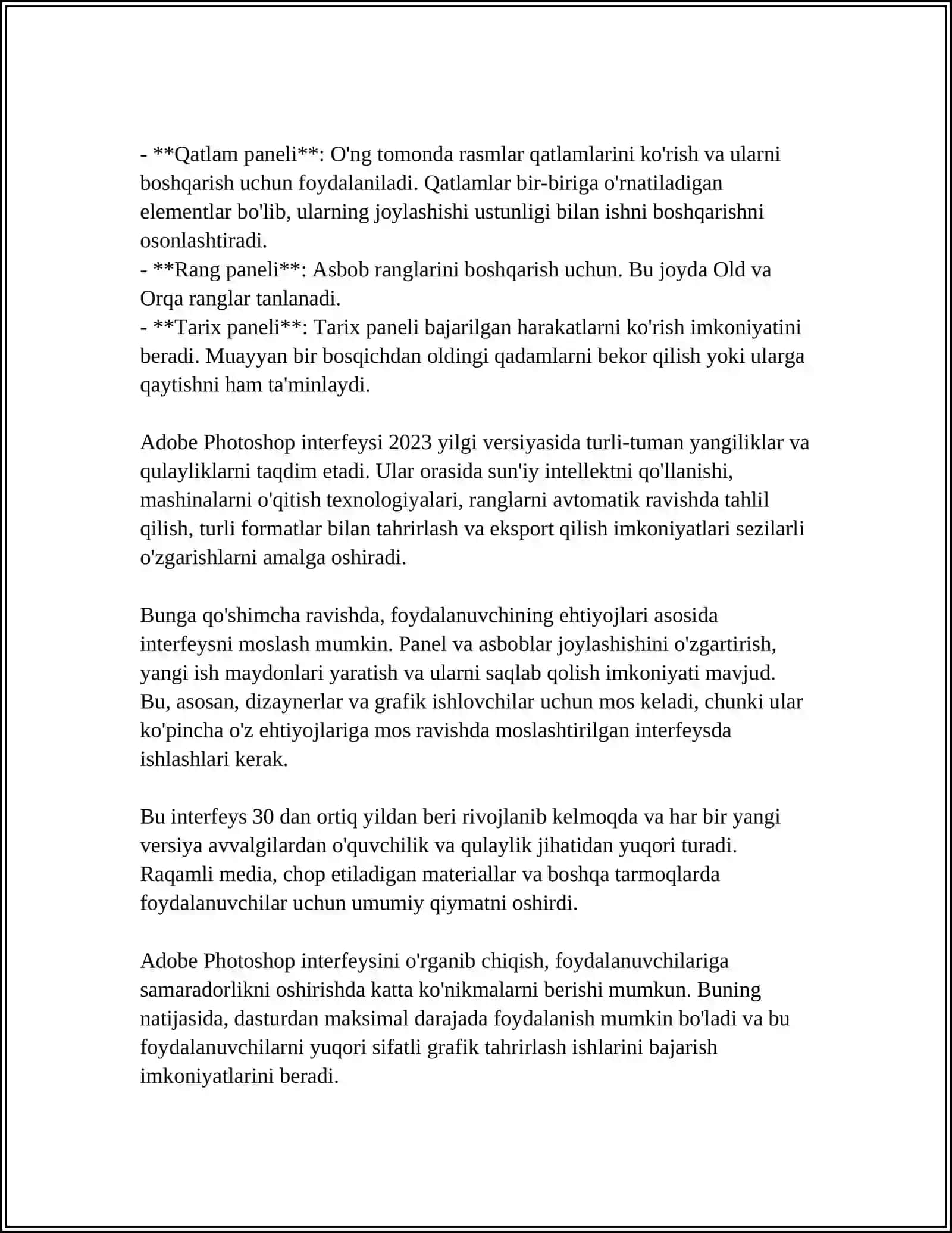 ADOBE PHOTOSHOP DASTURINING ASOSIY TUSHUNCHALARI 4