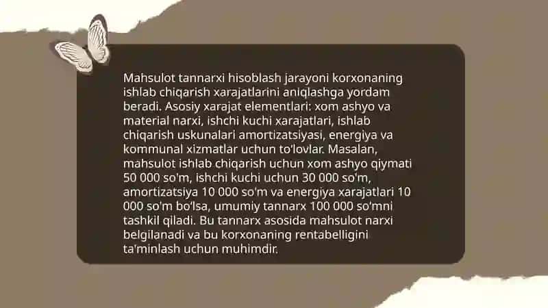 Korxona xarajatlari va foydasi. Ish haqi va mehnat munosabatlari 4
