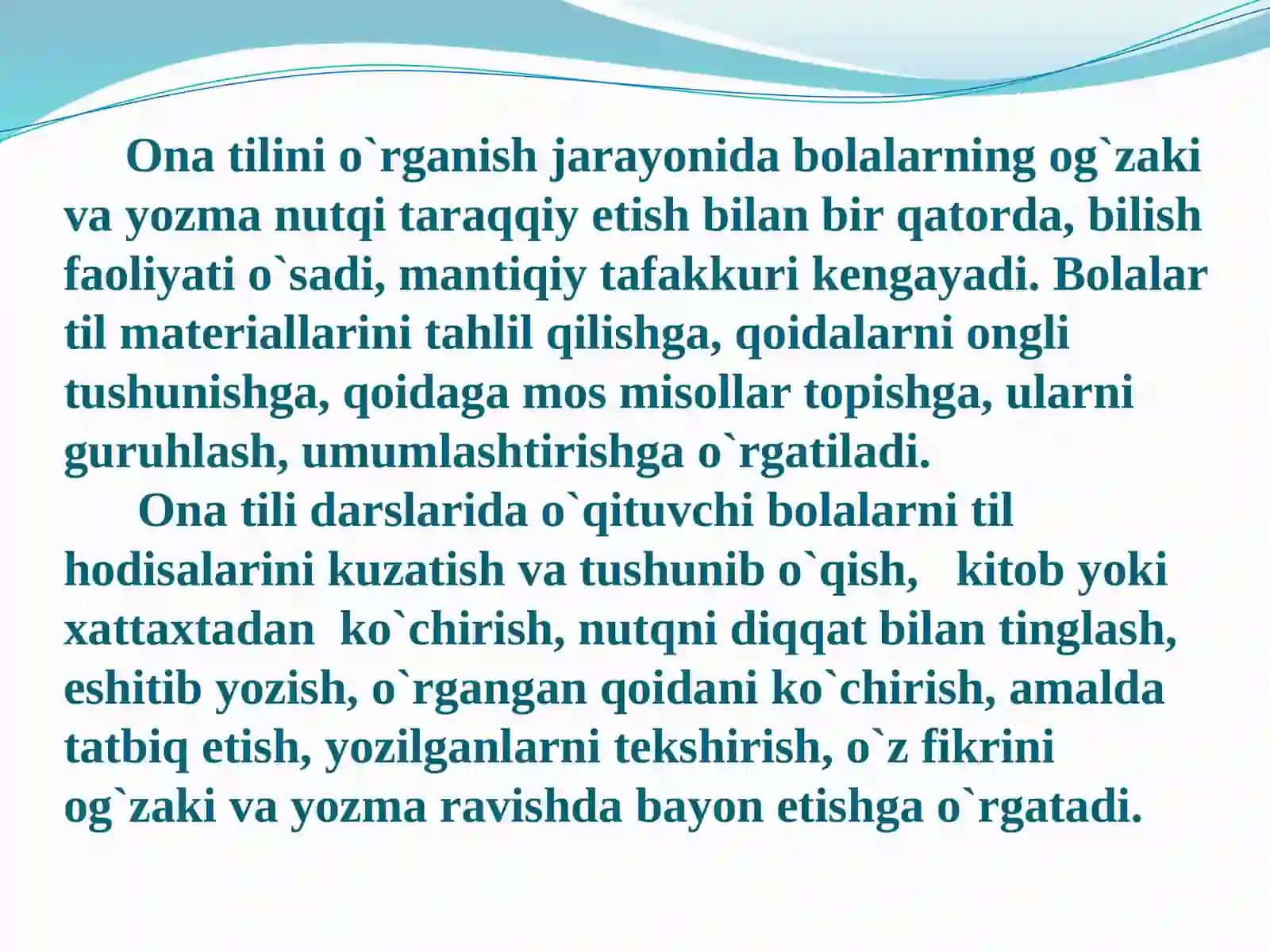 Boshlang‘ich sinflarda ona tili darslarining turlari va ularga qo‘yilgan talablar 4