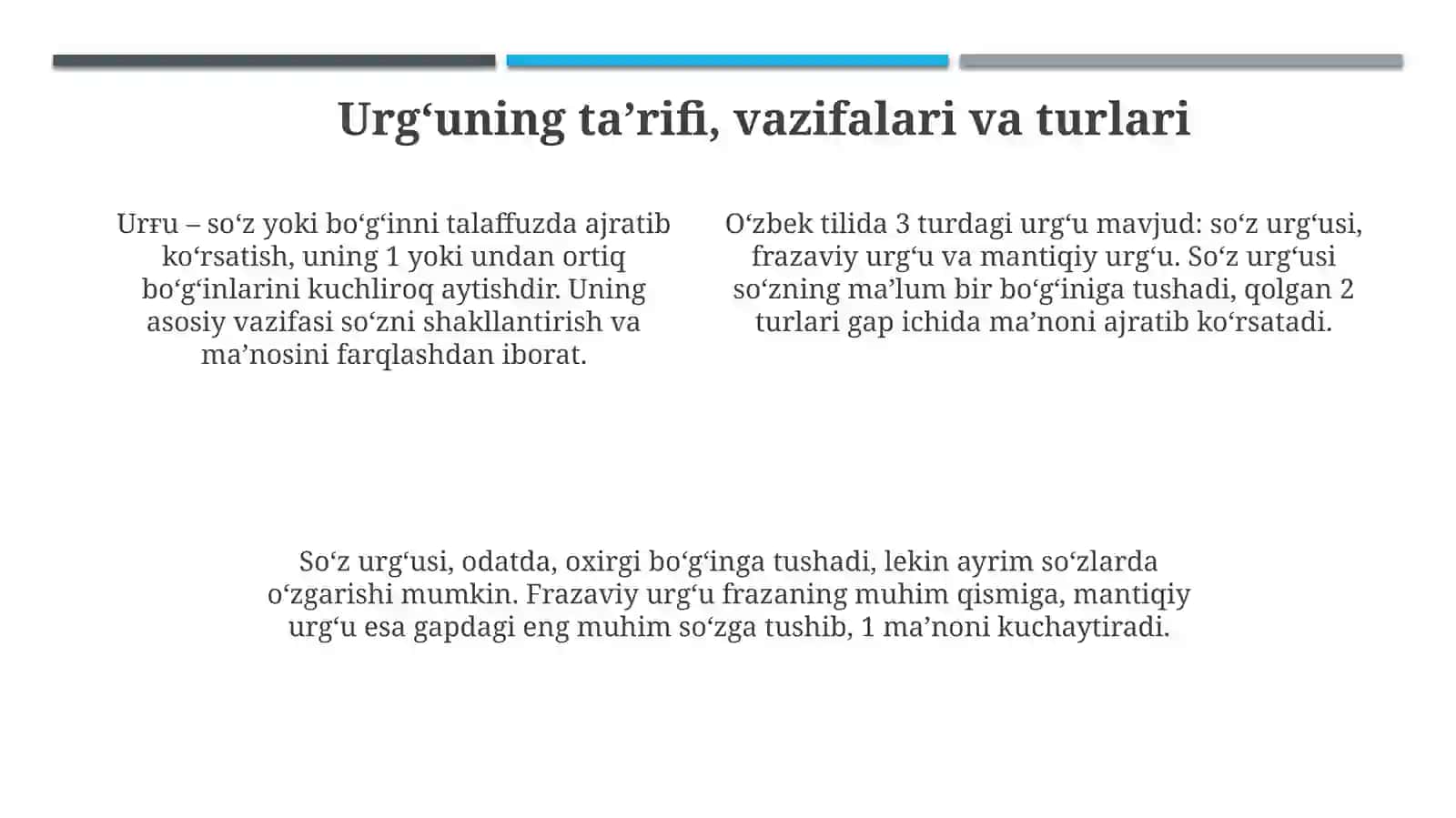 Zamonaviy o‘zbek tilida urgʻu va bo‘gʻin 4