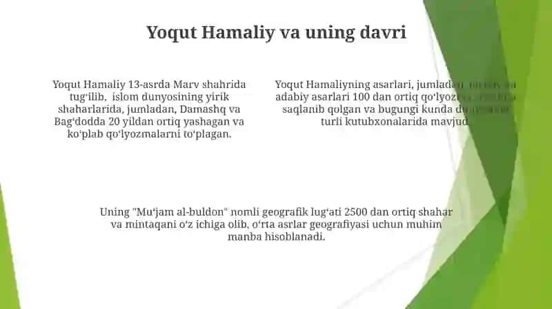 Mahmud Zamahshariyning merosi Yoqut Hamaliy Abu Hayyom Abdulloh turkiylarning ilmiy merosi 4