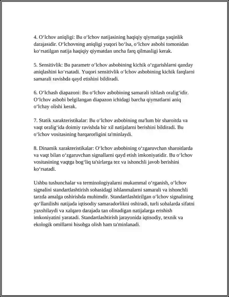 O‘LCHOV SIGNALINING STANDARTLASHTIRILISHI 4
