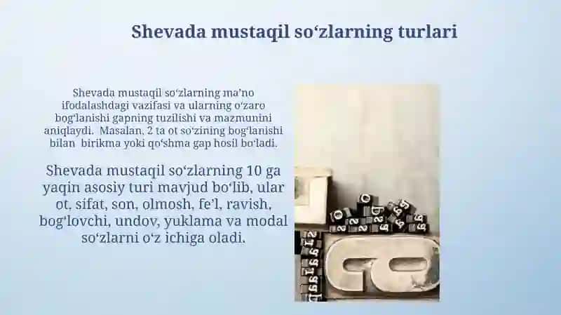 Shevalarda mustaqil so'zlar 4