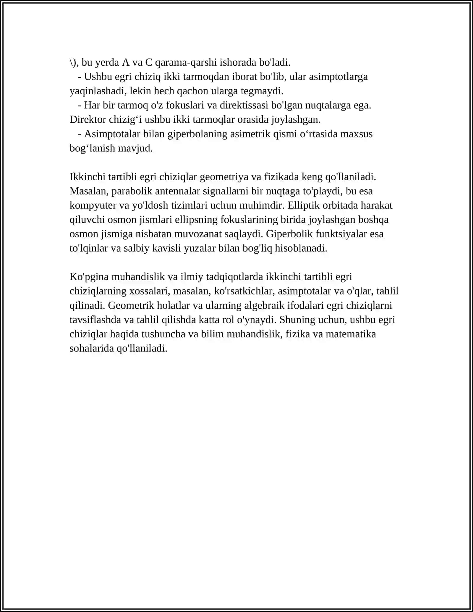 TEKISLIKDA IKKINCHI TARTIBLI EGRI CHIZIQLAR 4